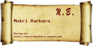 Mokri Barbara névjegykártya